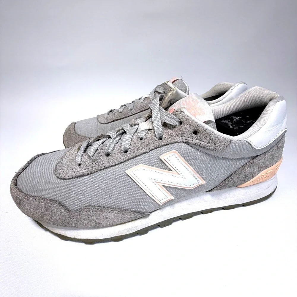New Balance 515 Women's Sneakers‎ Gray & Pink Suede Mesh Running Shoes Size 9.5